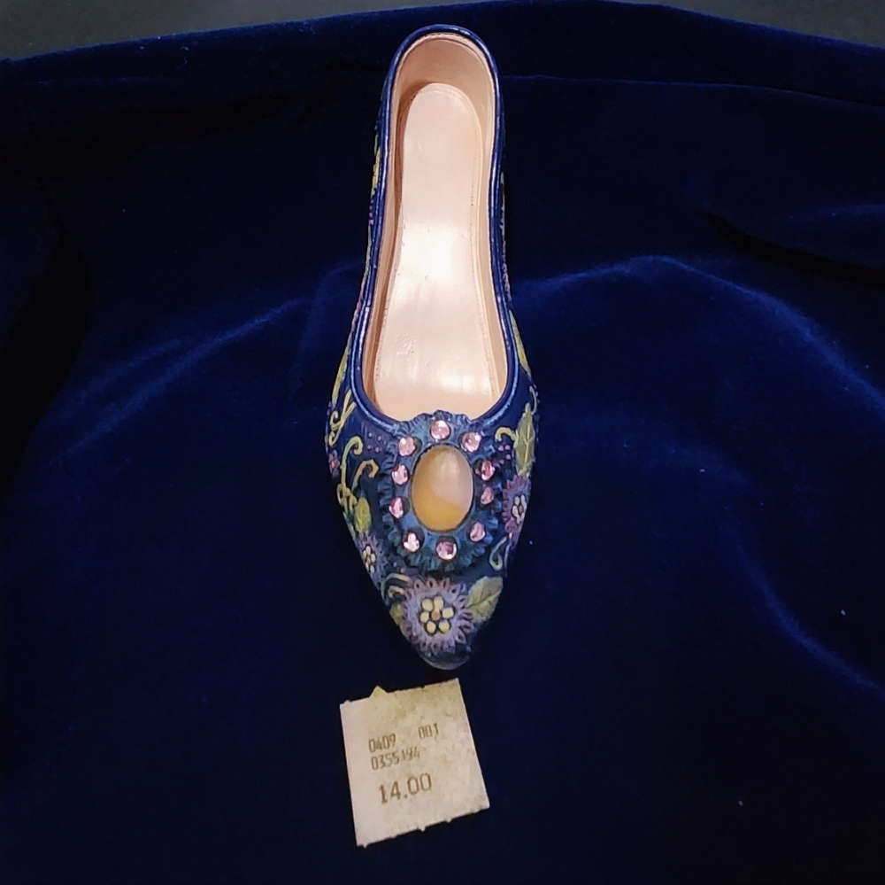 Sarna Charmed Life Mini Shoe #7-35 Vintage 1990's:Blue Floral Pump - Picture 3 of 5